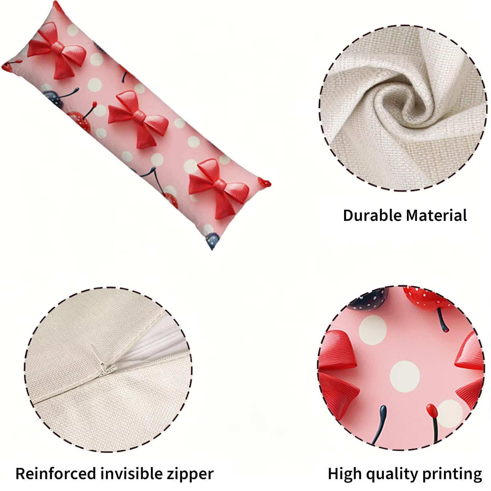 Housse Traversin 135 cm Rose, Taie Oreiller 135x45 cm, Housse de Coussin Arc, Taie de Traversin Doux Lin Protege Oreiller, Double Face Impression pour Decoratif Salon Canape Lit, Cadeau Femme E0-896