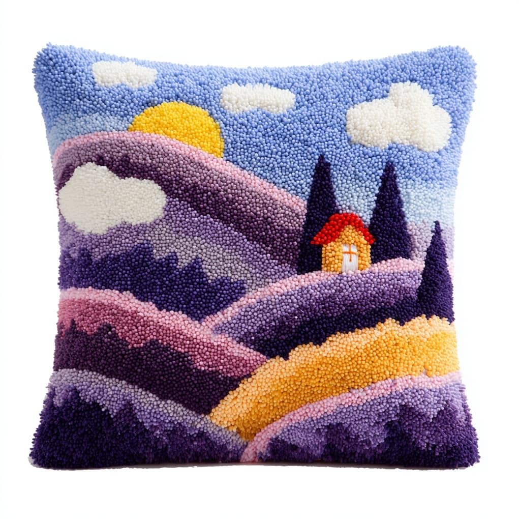 WallustrioaW Latch Hook Pillow Kits 43x43cm,Lavender Manor