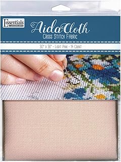 Essentials By Leisure Arts Aida Cloth, 14 Count, Light Pink Cross Stitch Fabric, Embroidery Fabric, Cross Stitch Supplies for Crafting, Stitching, and Sewing Projects 30X36