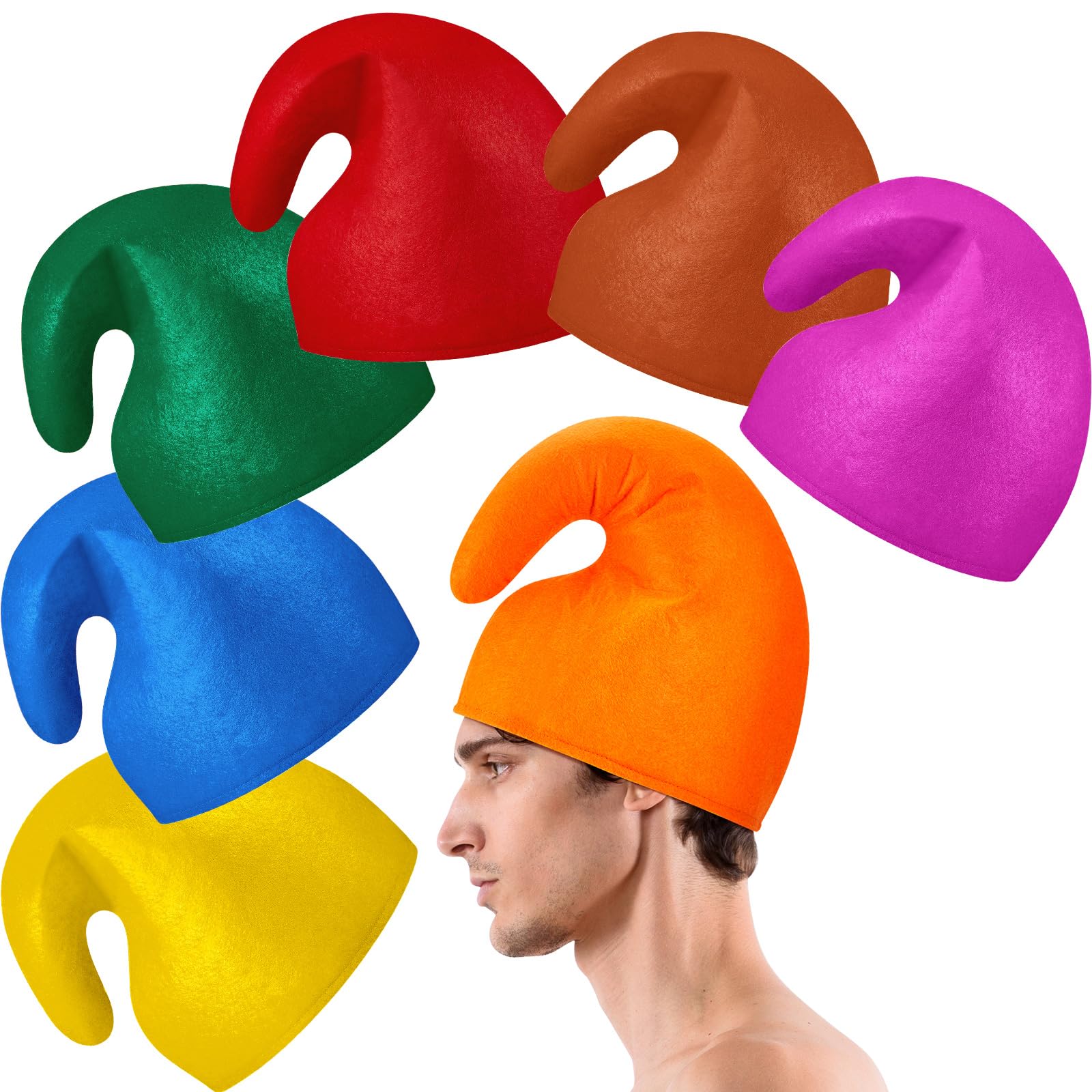 Pack De 7 Gorros De Gnomo O Elfo Para Adultos – Colores Surtidos (Rojo, Verde, Azul, Etc.), Talla Única 31 Cm De Abertura, Ideales Para Halloween, Navidad Y Carnaval