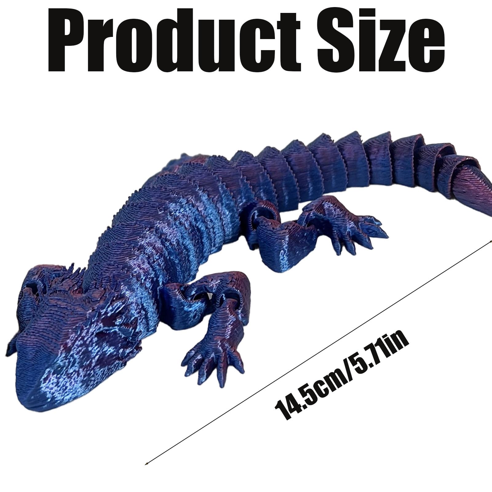 Cuackamily Fidget Toy Dragón Lagarto Impreso En 3D – Articulado, Cambia De Color Con El Ángulo, 19,5 Cm, Ecológico, Para Estrés Y Decoración