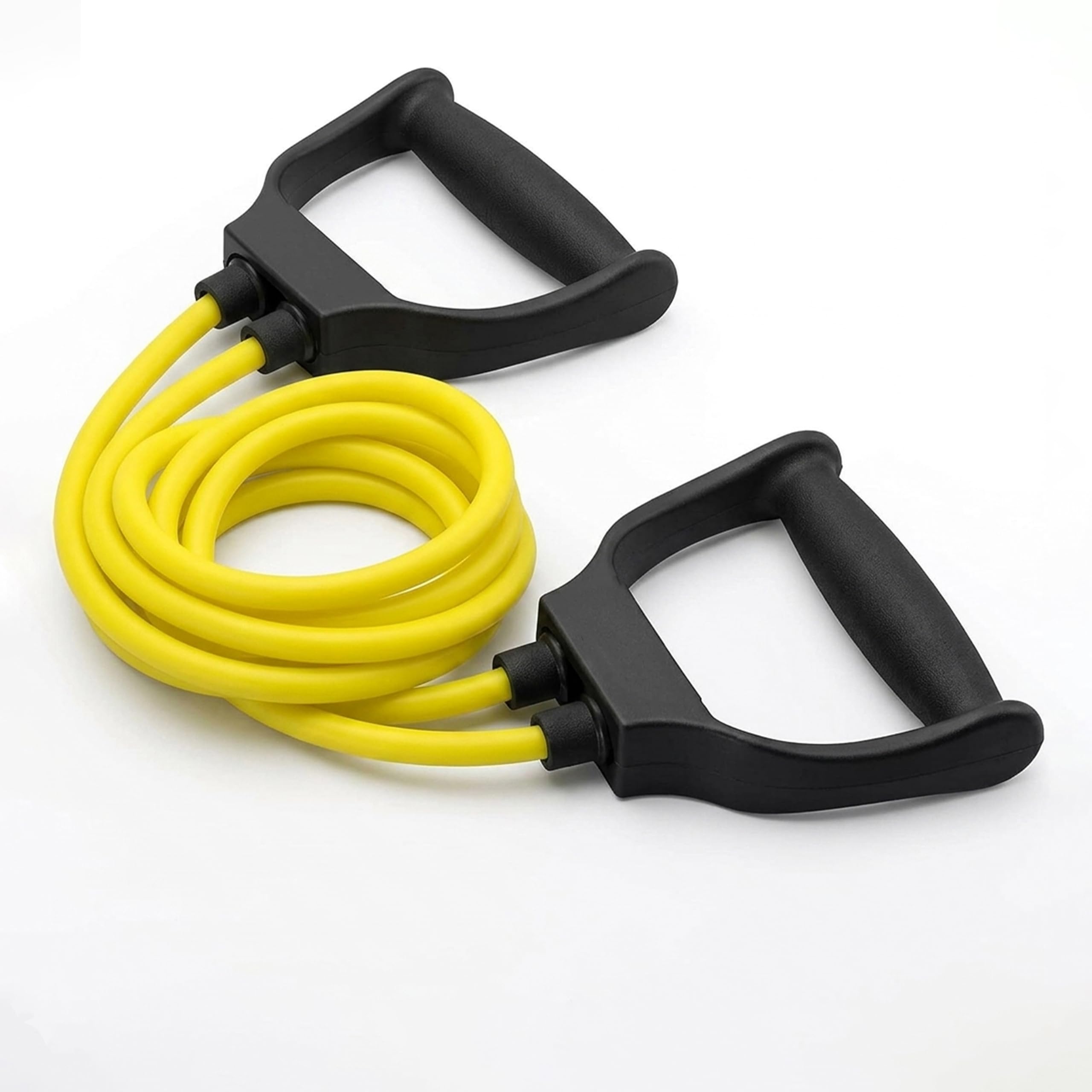 WELLESA Double Toning Tube Resistance Band for Men & Women | 30KG Heavy Duty Exercise Band with D-Handle | Home Gym Workout, Strength Training & Physiotherapy Equipment - Yellow-image-36