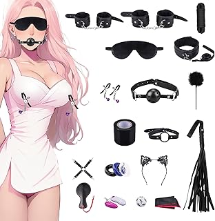 18 Pièces SM Kits de Bondage, Jouet Sexualité Couple avec Menottes Sexy Érotique Fouet Vibromasseur, SM Sex toýs Couple BDSM Set Accessoire Sexuelle pour Adulte Femme Débutants