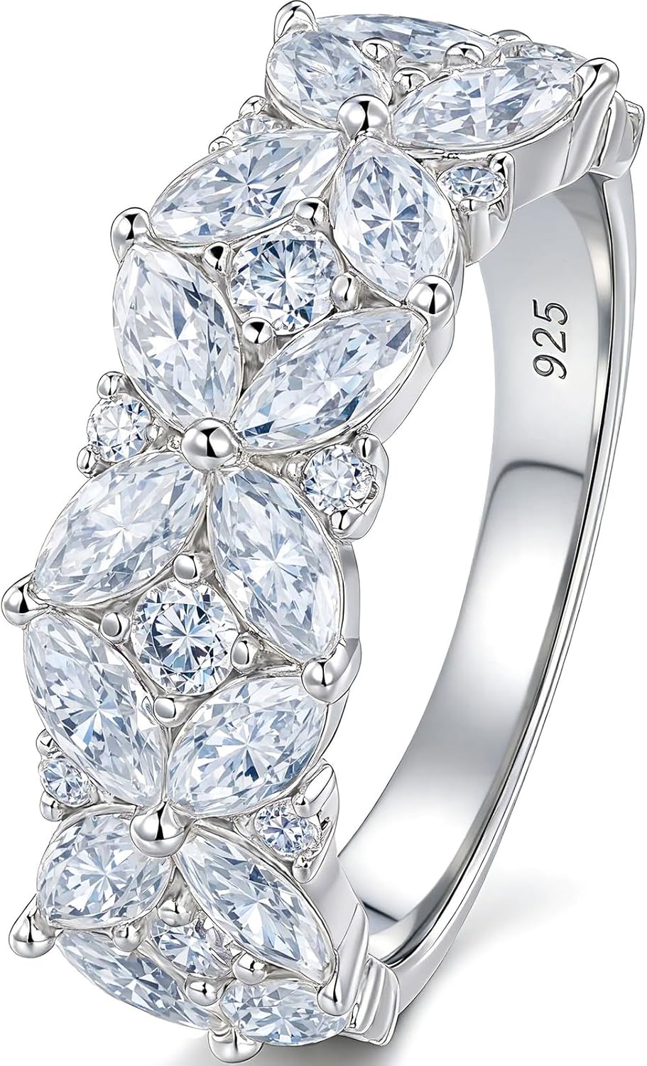 D Color VVS1 Moissanite Rings for Women 925 Sterling Silver Wedding Bands Marquise Eternity Rings Stackable Promise Size 5-10