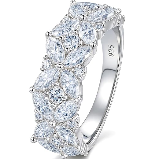 D Color VVS1 Moissanite Rings for Women 925 Sterling Silver Wedding Bands Marquise Eternity Rings Stackable Promise Size 5-10