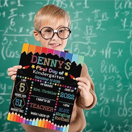 Miniatura 5 de Tablero para el primer y último día de escuela letrero de regreso a clases de doble cara de 10 x 12 pulgadas letrero de pizarra de doble cara para