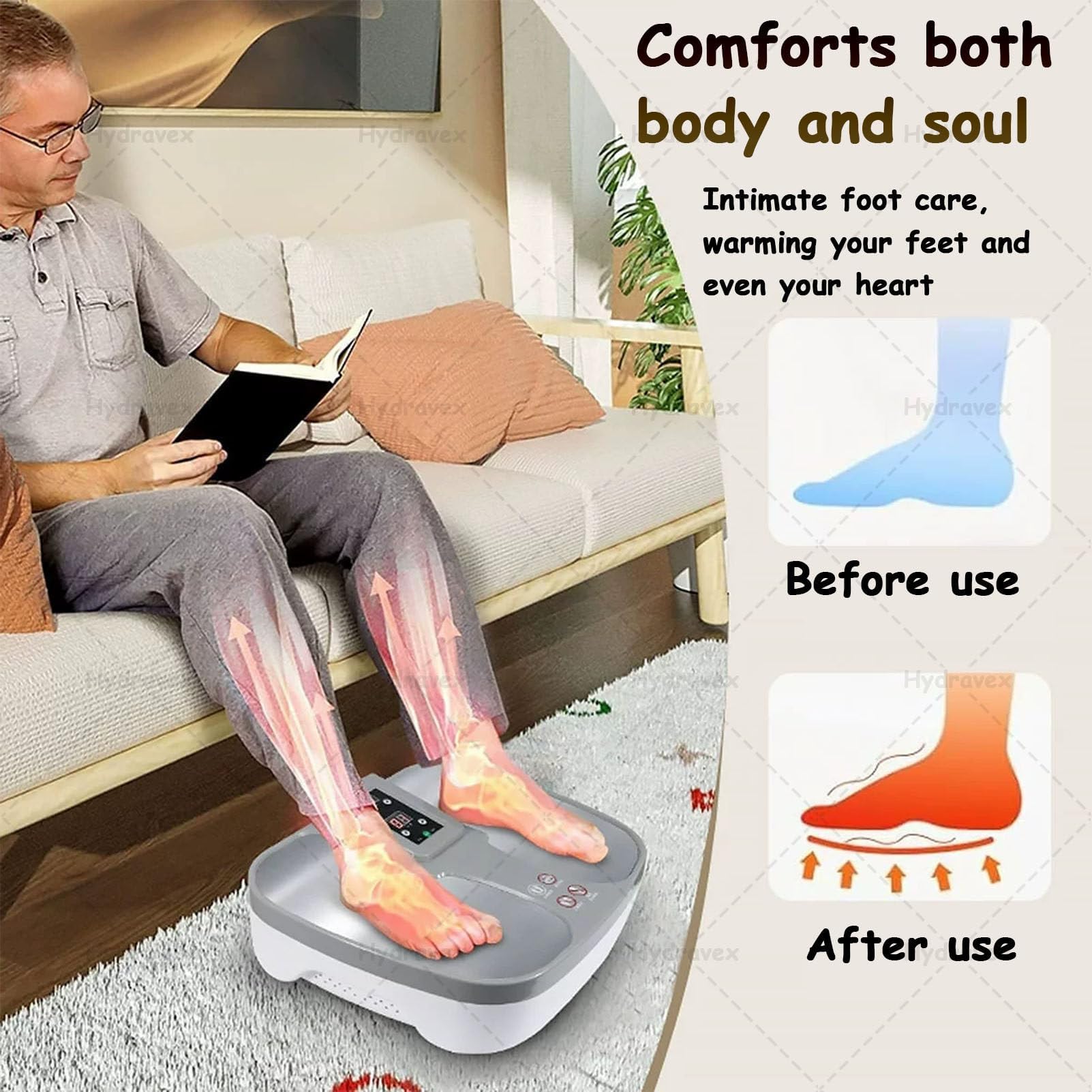 Masajeador eléctrico de pies con calor para aliviar el dolor, relaja los músculos de las piernas, ideal para uso doméstico y de oficina