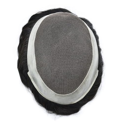 Miniatura 4 de Toupee para hombres, sistema de cabello humano europeo, piezas de cabello humano francés, encaje francés, tupé, piel de poliéster alrededor del