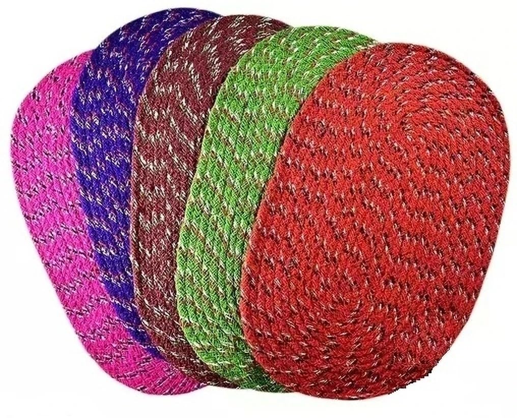 Oval Shape Cotton Door Mat for Home Entrance | Soft, Absorbent, Washable & Anti-Skid Floor Mat for Living Room, Bedroom & Bathroom I Door Mat (19x14 Inch, Multicolour) - Set of 5 Pcs-image-17