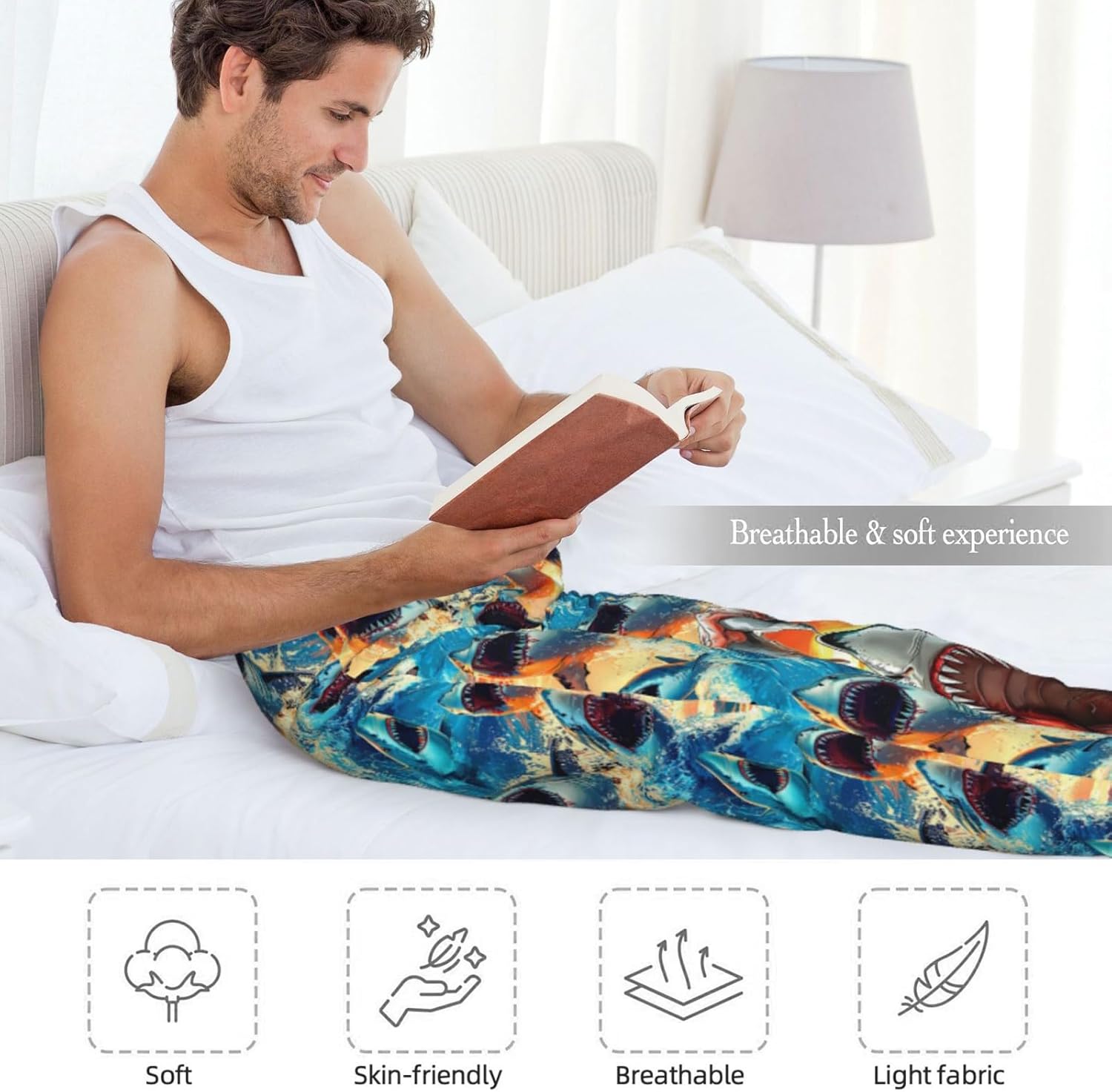 Mens Pajama Pants Soft Lightweight Men's Pajama Bottoms Sleep Lounge Pants For Men With Pockets Drawstring - Image 6