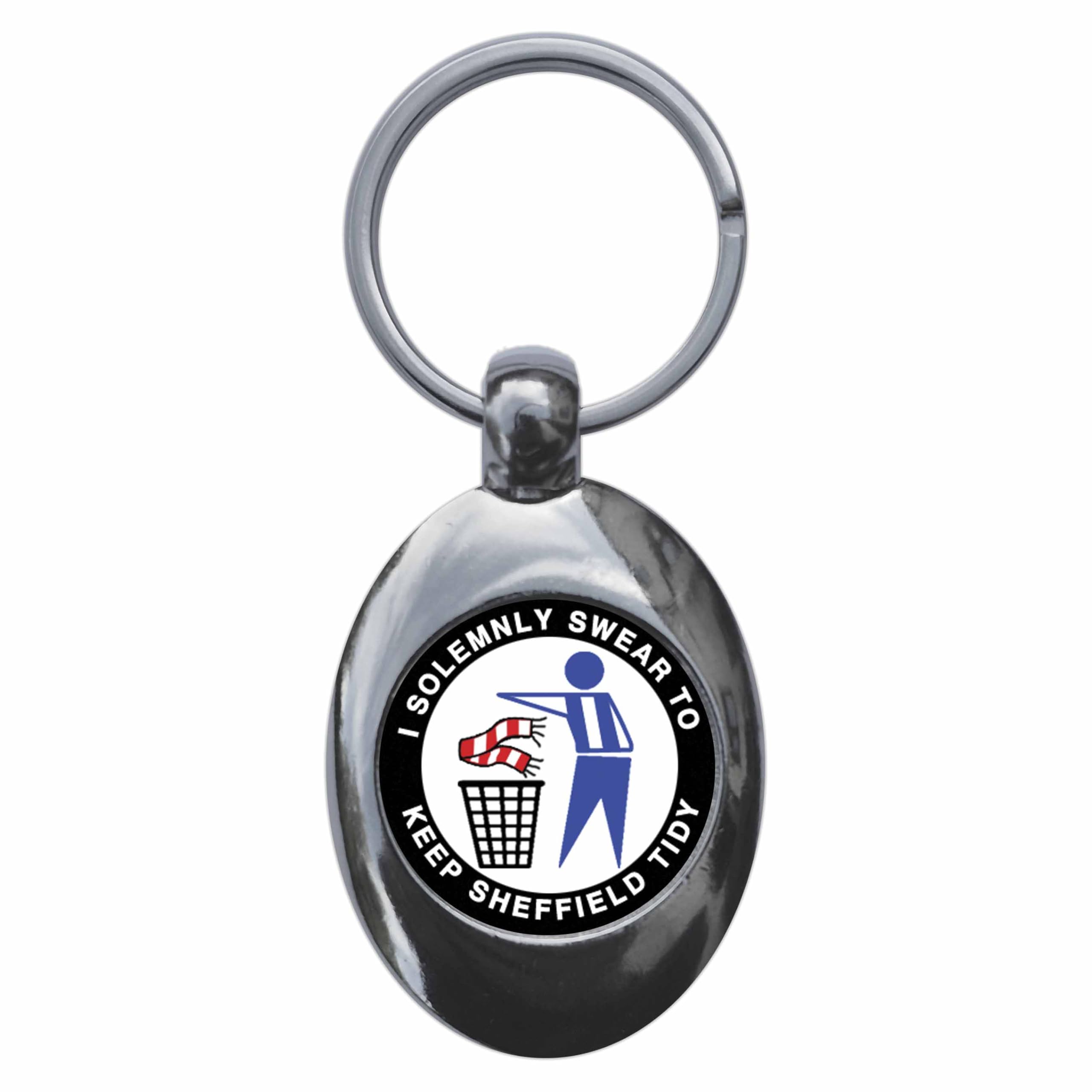 Ozorath I Solemnly Swear To Keep Sheffield Tidy Keyring Keychain Key Ring Chain With Trolley Coin - W