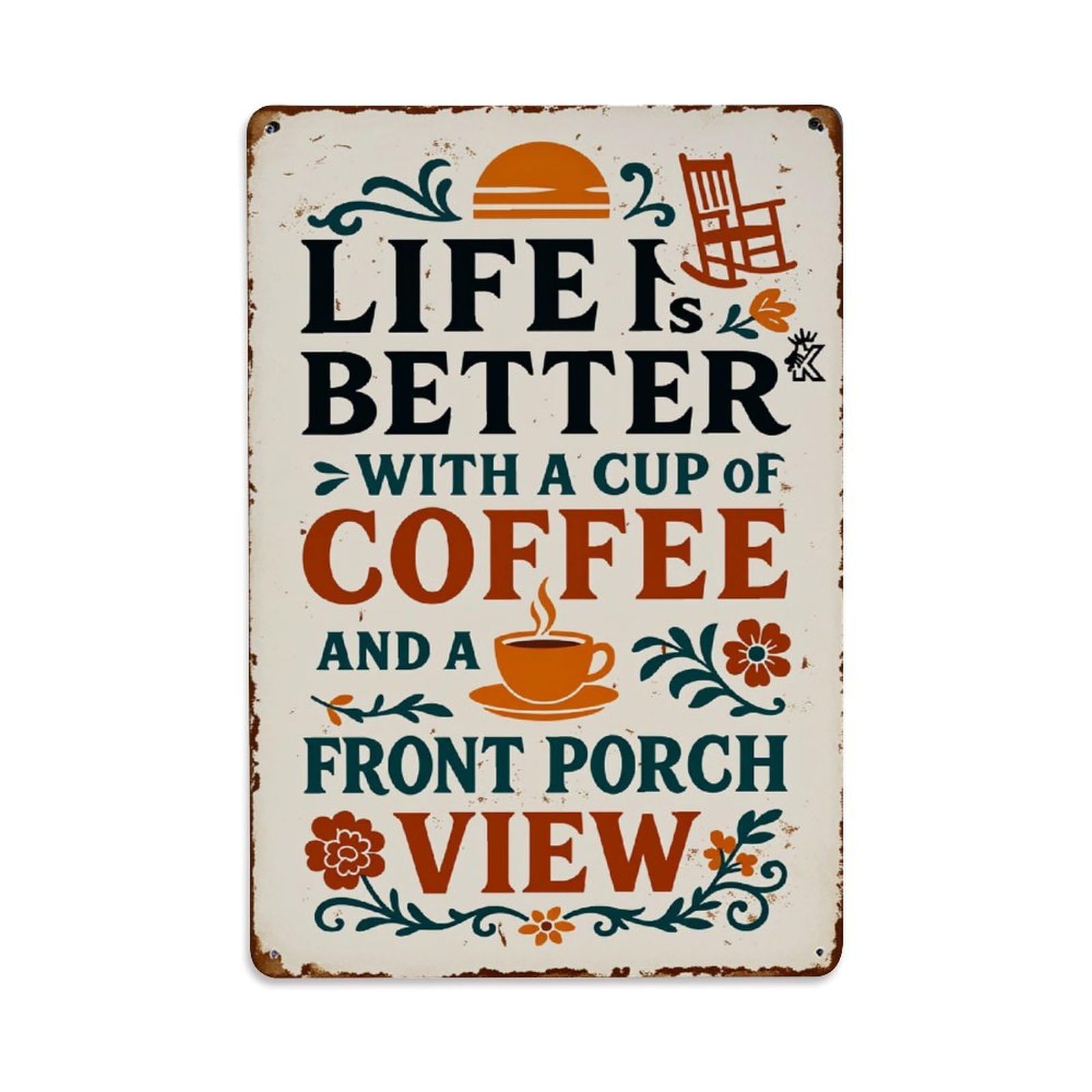 Jdfenggu Vintage Life Is Better With Coffee Retro Metal Tin Sign, Decor Art Poster For Bar, Home, Man Cave, Kitchen, Laundry Room Gift 8X12inch