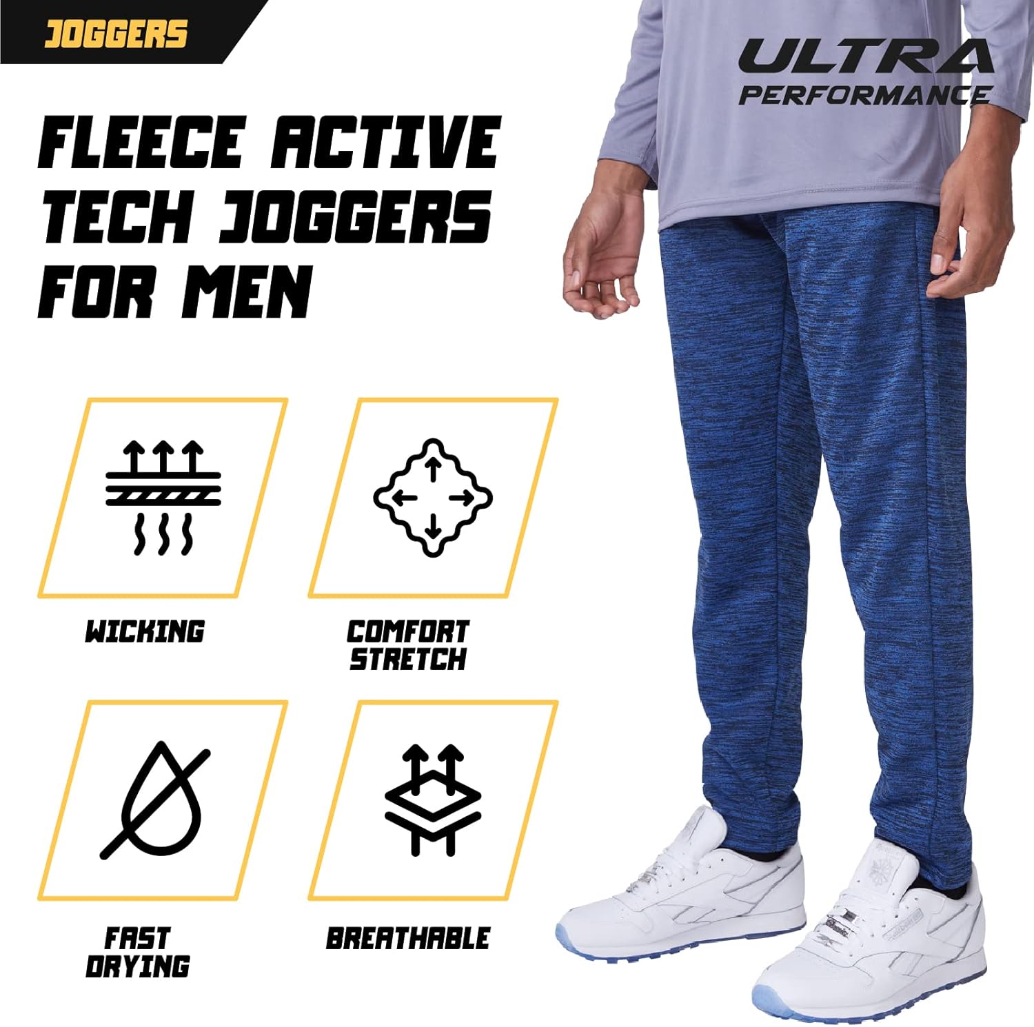 Ultra Performance 3 Pack Mens Open Bottom Sweatpants with Pockets, Casual Sweatpants for Men - Image 5