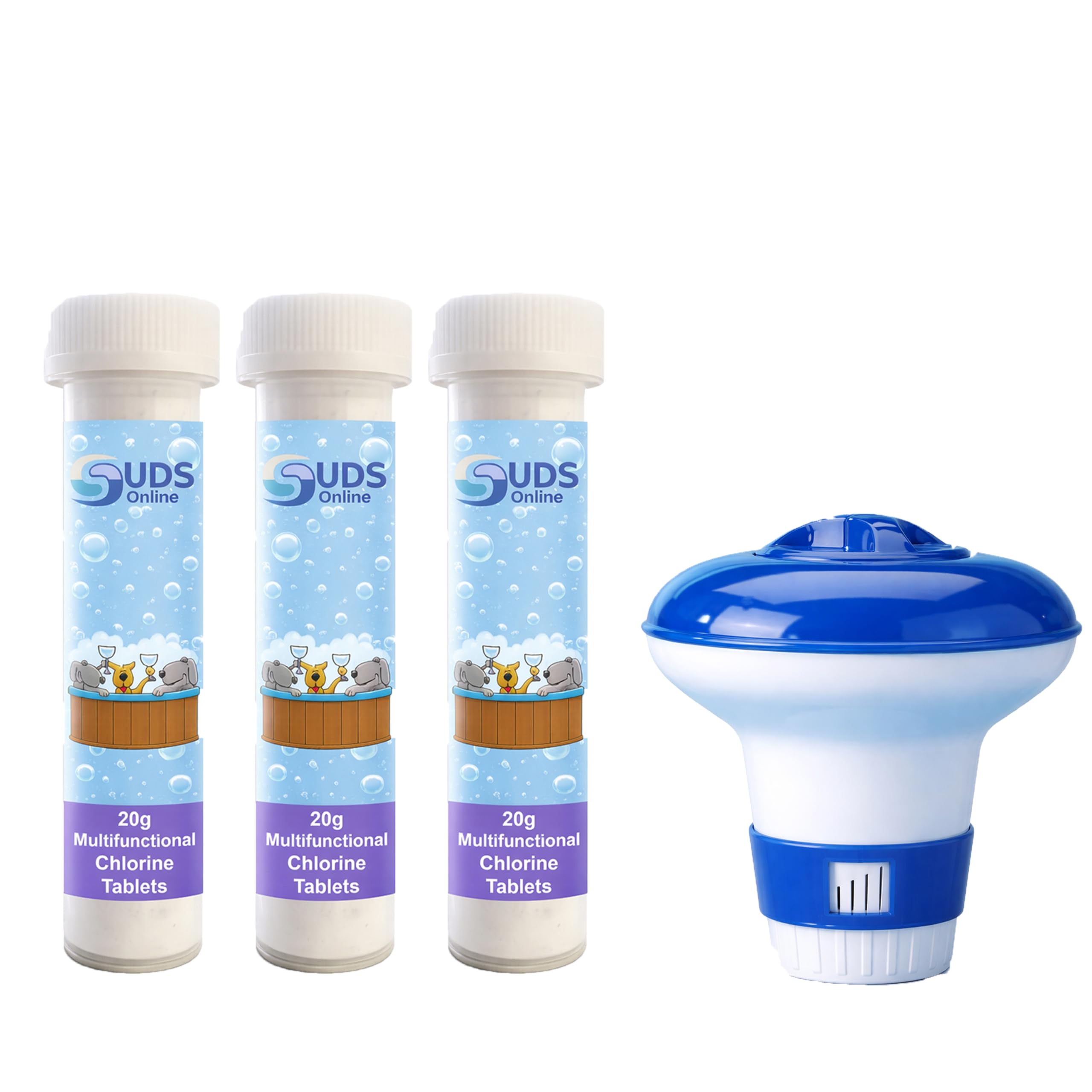 Suds-Online Chlorine Floating Dispenser With 30 X 20G Tablets For Pools Spa Hot Tub