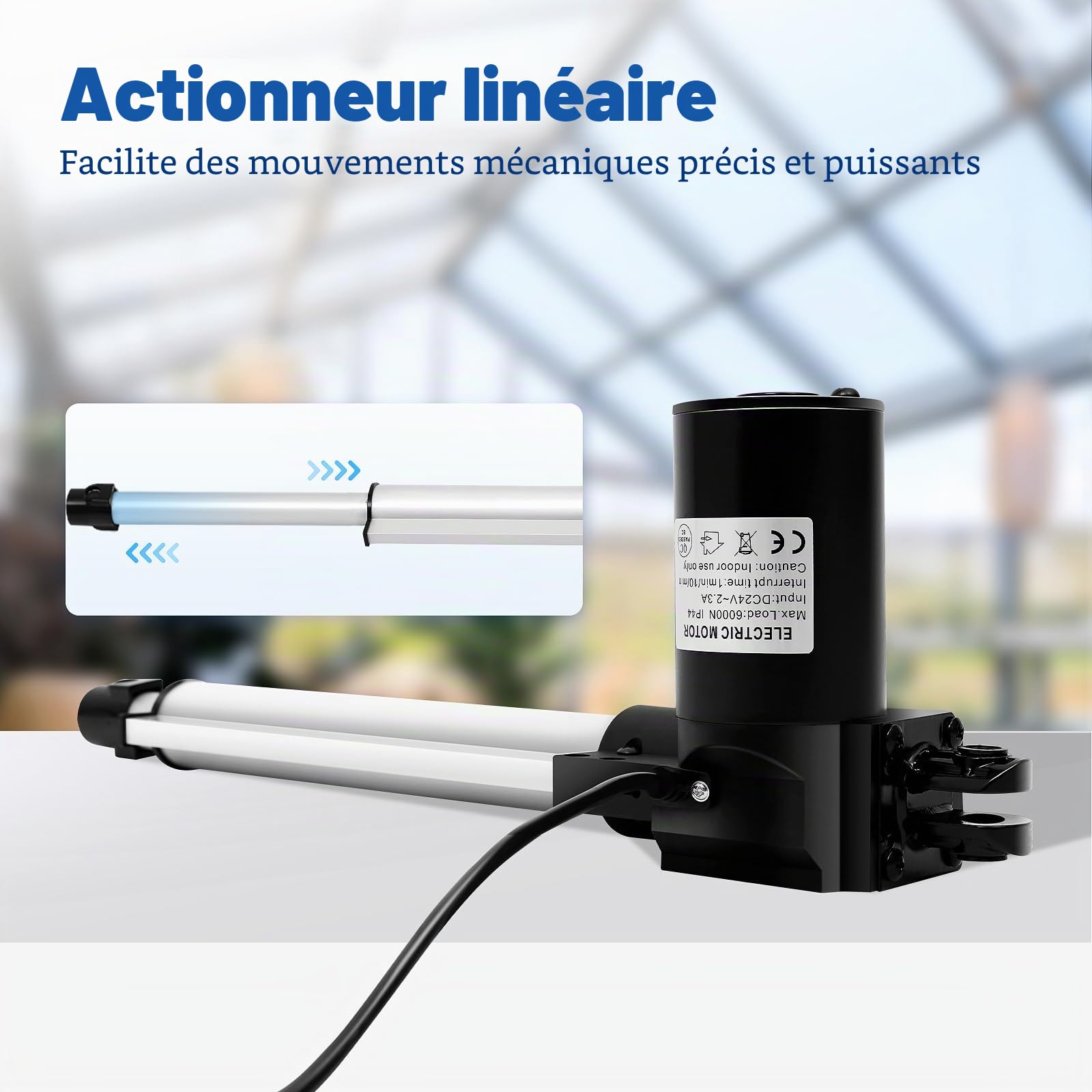 Kit de remplacement d'actionneur électrique pour moteur de Fauteuil inclinable 6000N, 230 mm, Moteur de fauteuil inclinable, Actionneur Linéaire 24V, avec indice de protection IP44 600 kg