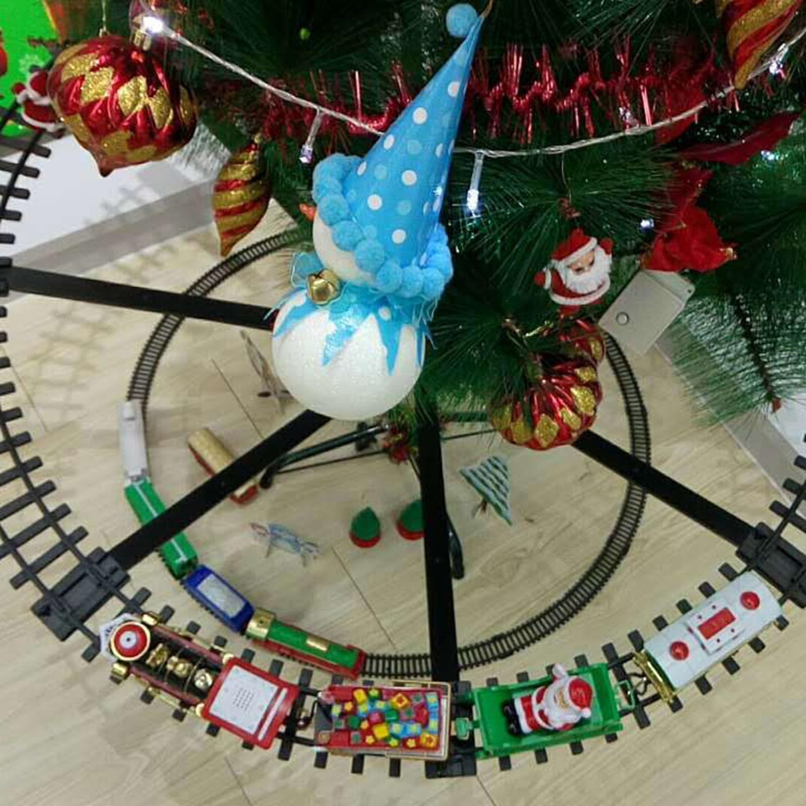 Juguete de tren de Navidad con luz de sonido, juego de decoración para el árbol colgante 3564, tren circular, locomotora luminosa para el estado de Adviento, resistente, idea de regalo para niños