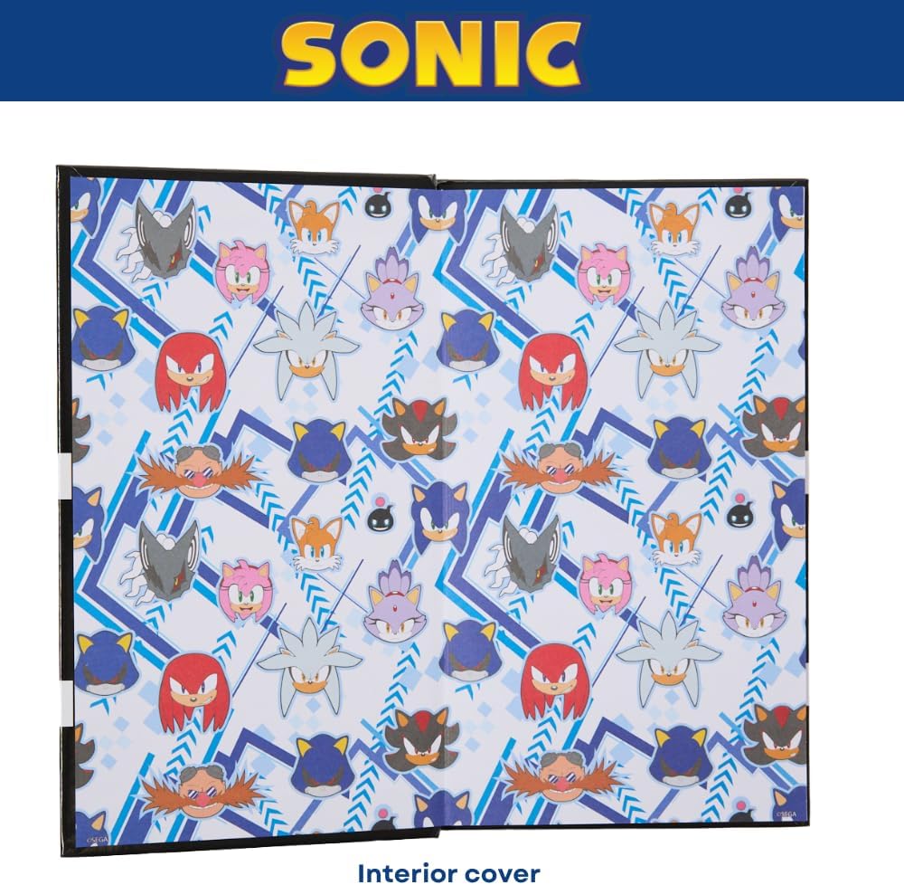 Innovative Designs Sonic Stationery Set for Kids, Sonic Journal, Stickers, Ballpoint Pen, Sticky Tabs, 60 Lined Pages