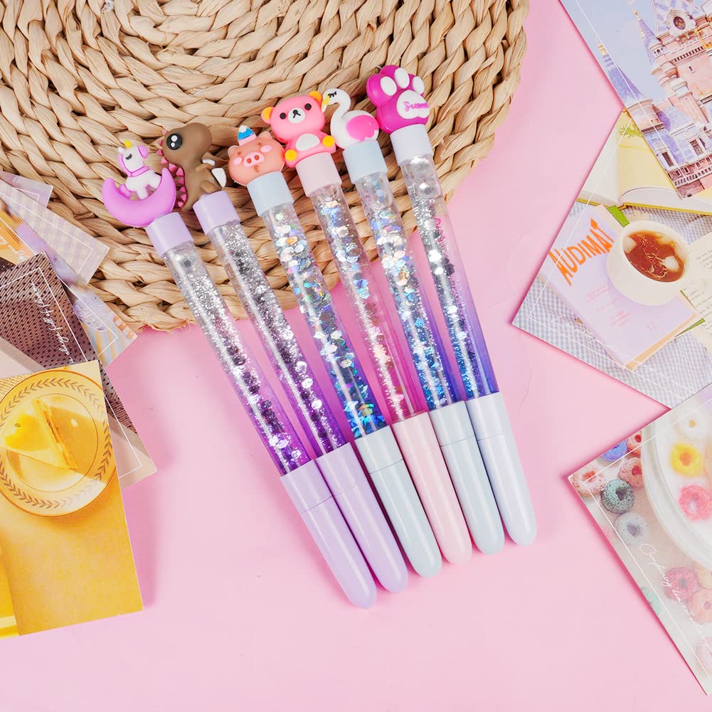 OFFCUP Flamingo pen, 6 Pieces Colorful Animal Ballpoint, 10 Pcs Refills, Flamingo Stationery - Image 4