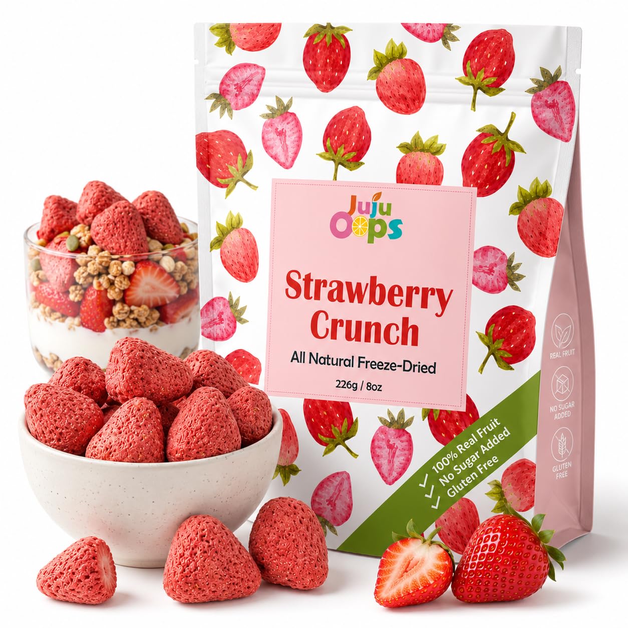 Amazon.com: Juju-Oops Whole Freeze-Dried Strawberry | 100% All