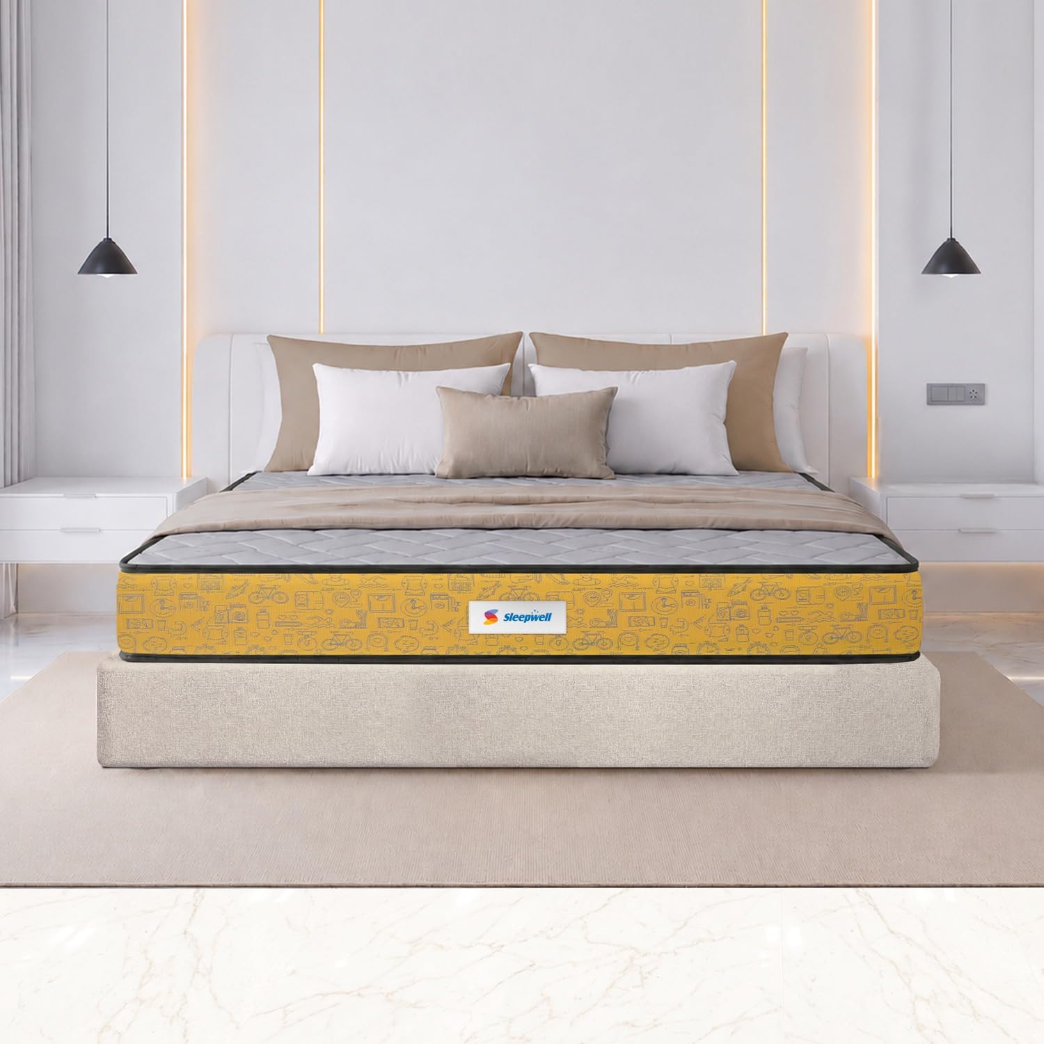 Sleepwell Ortho Pro Spring Mattress | King Size 72x72x10 Inch | Pocket Spring Orthopedic Support | Zero Partner Disturbance | Neem Fresche Anti-Microbial | Cool Yarn Fabric | 10 Years Warranty
