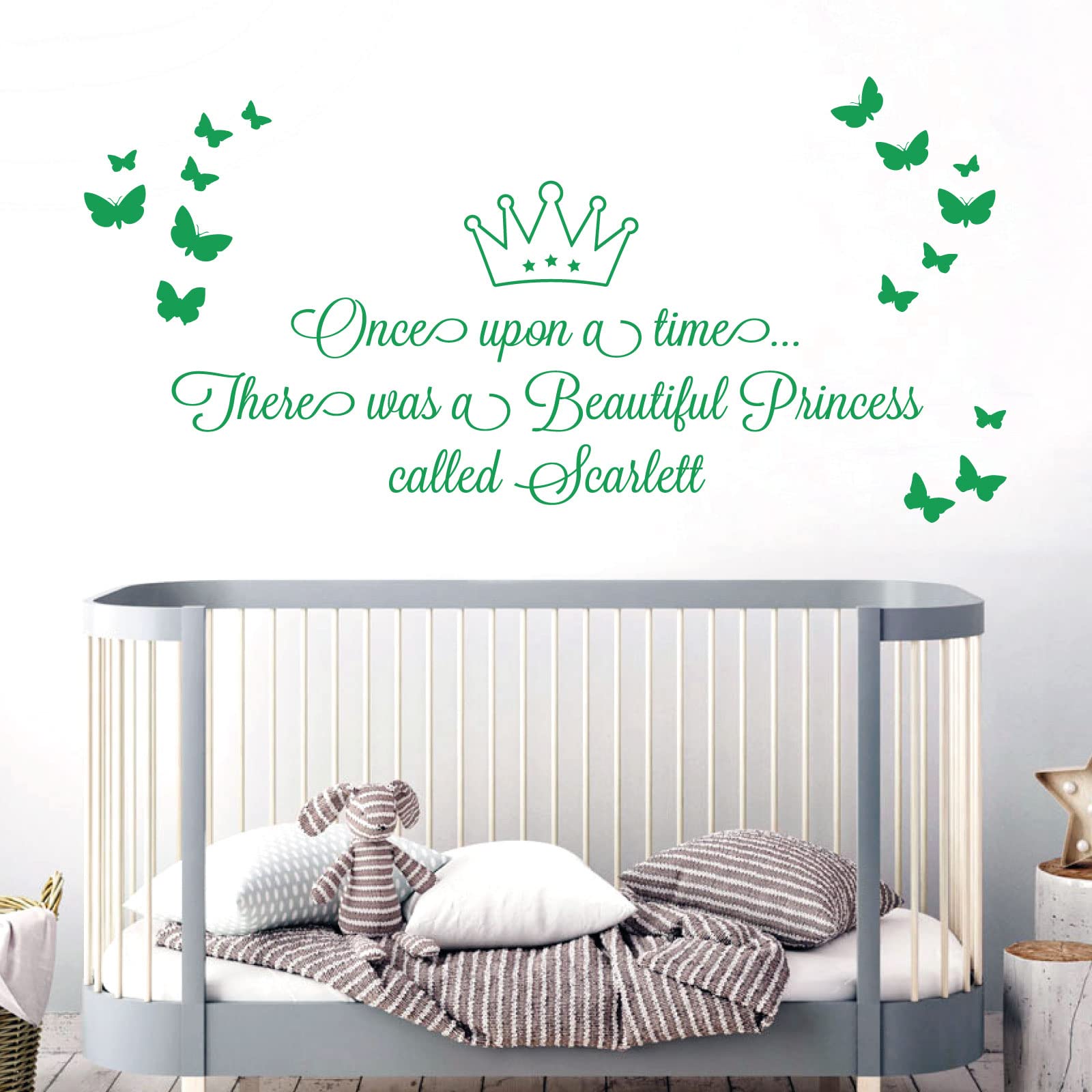 Once Upon a time, There was a Beautiful Princess - Girls Name Nurserty Wall Art Sticker [Medium] [Cactus]
