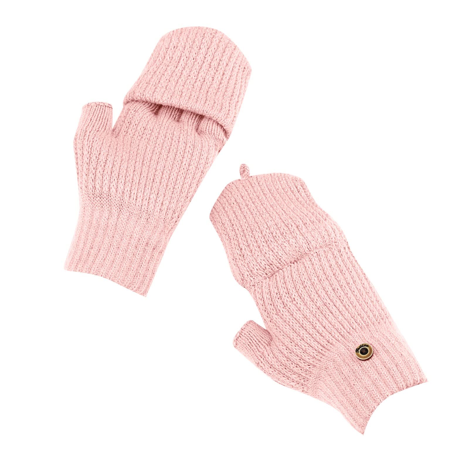 Damen Fingerlos Handschuhe mit Kappe Strick Halbfinger Fäustlinge Warm Winterhandschuhe Sport Warm und Winddicht Fingerhandschuhe für Skifahren Radfahren Fashion