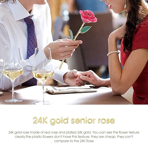 Miniatura 4 de Ejoyous Regalo de rosa para el día de la madre para mamá, rosa sumergida en oro de 24 quilates chapada en oro real preservada para siempre con