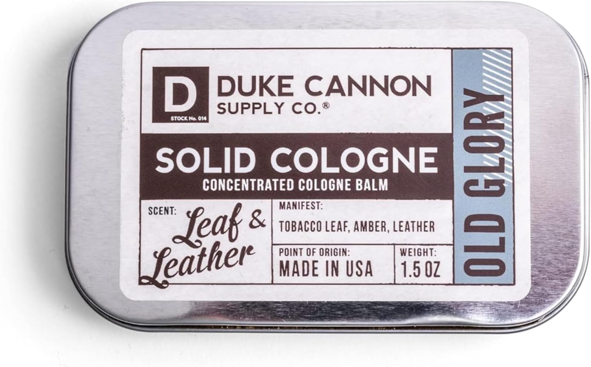 Duke Cannon Supply Co. Men's Solid Cologne, Old Glory (Leaf & Leather Scent), 1.5 Fl Oz, Pleasant (DUK-COL-OLDGLORY-LEAF)
