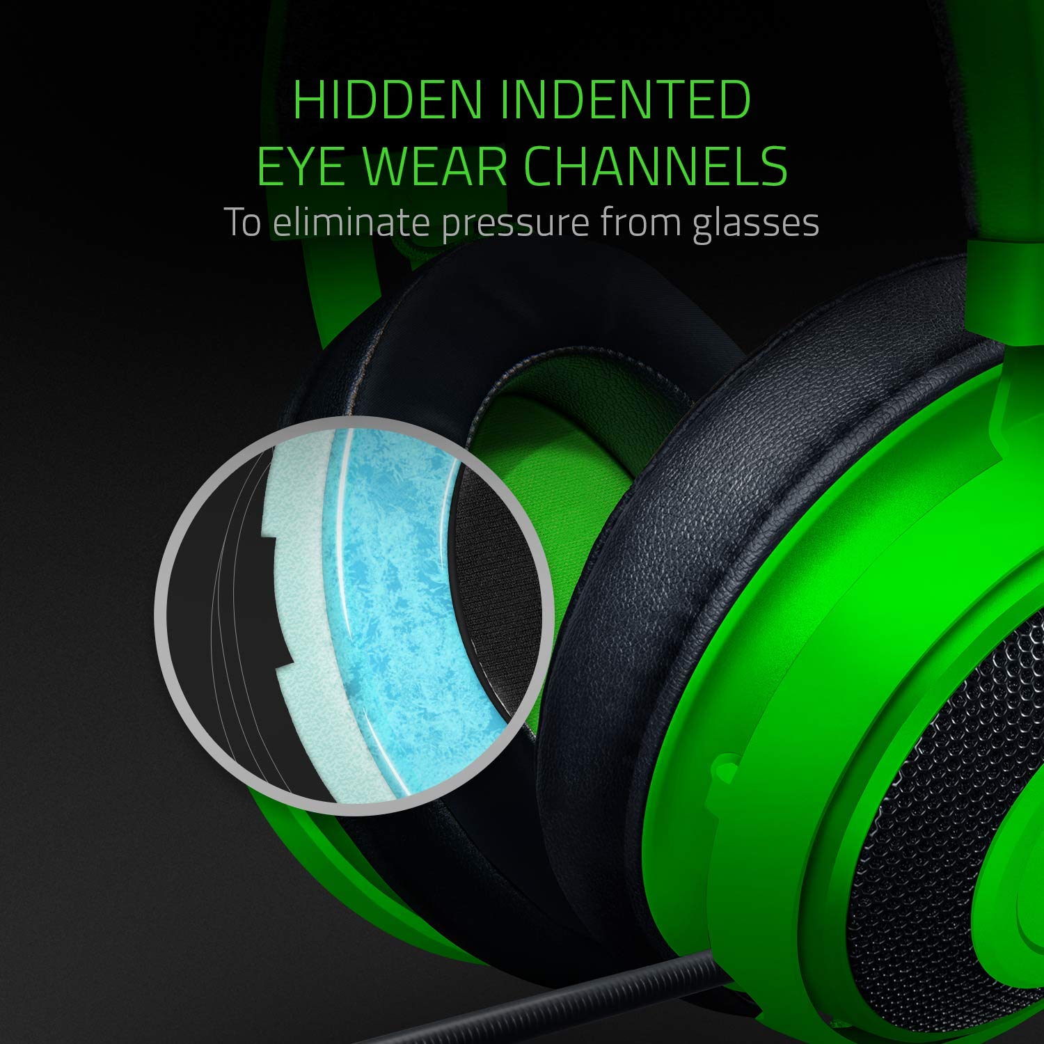 Razer Kraken - Auriculares Gaming con cable para juegos multiplataforma para PC, PS4, Xbox One & Switch, Diafragma 50 mm, Cable de 3.5mm con controles de línea - Verde