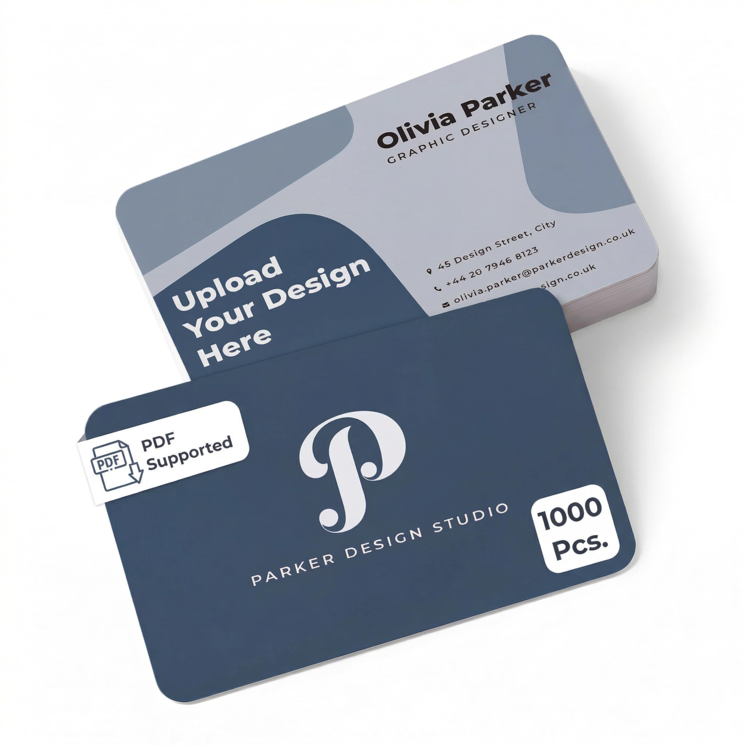 Cimpress Personalised Business Cards with Rounded Corners, Add Logo, Design or Text, 1000 Pack, 85 x 55 mm, 400 gsm Matte, Double Sided Print, Ideal for Small Business, Startups, Networking and Events