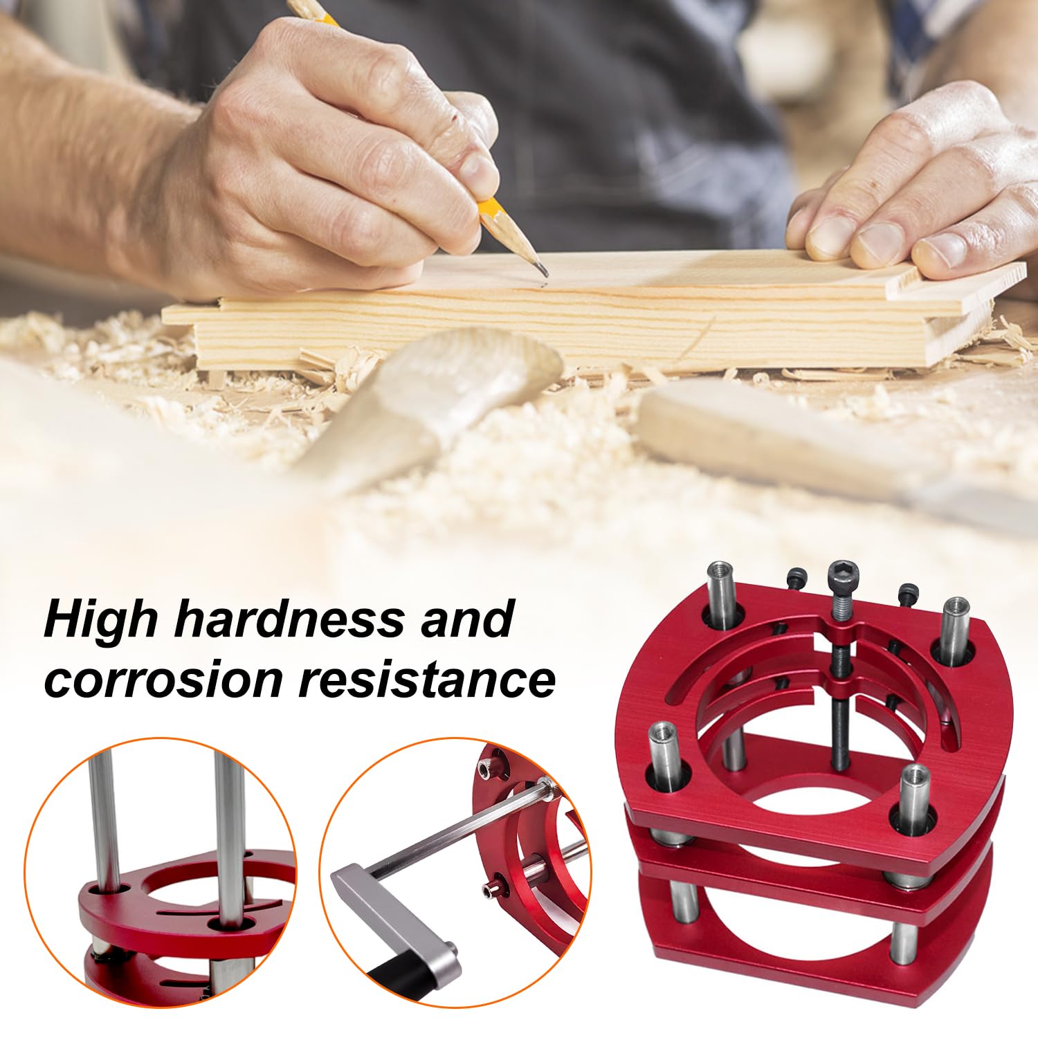 Elevador de Fresadora para Madera, Herramienta de Elevador para Diámetro de Fresadora de 64-66 mm, Elevación Máxima 51 mm, para Trabajos en Madera, Elevar Fresadora (rojo)