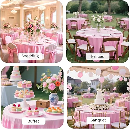 Miniatura 58 de Mantel redondo de 60 pulgadas blanco con borde elástico – Mantel ajustado sin arrugas y lavable para mesa redonda de 5 pies, mantel reutilizable