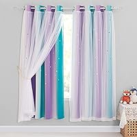 Vista 24 de NICETOWN - Cortinas opacas traslúcidas de capas superpuestas con ojales en la parte superior (52 pulgadas de ancho).