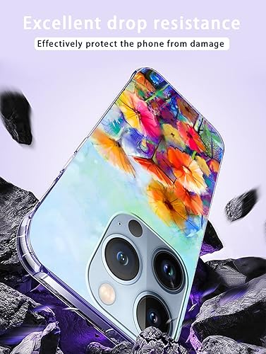 Miniatura 5 de Funda transparente compatible con iPhone 14 Pro, diseño floral abstracto de acuarela, funda para teléfono, TPU suave, a prueba de golpes,