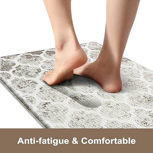 Miniatura 3 de KIMODE Tapete de cocina antifatiga, 17 x 47 pulgadas + 17 x 29 pulgadas, juego de 2 alfombras de cocina marroquíes, tapetes de cocina para suelo
