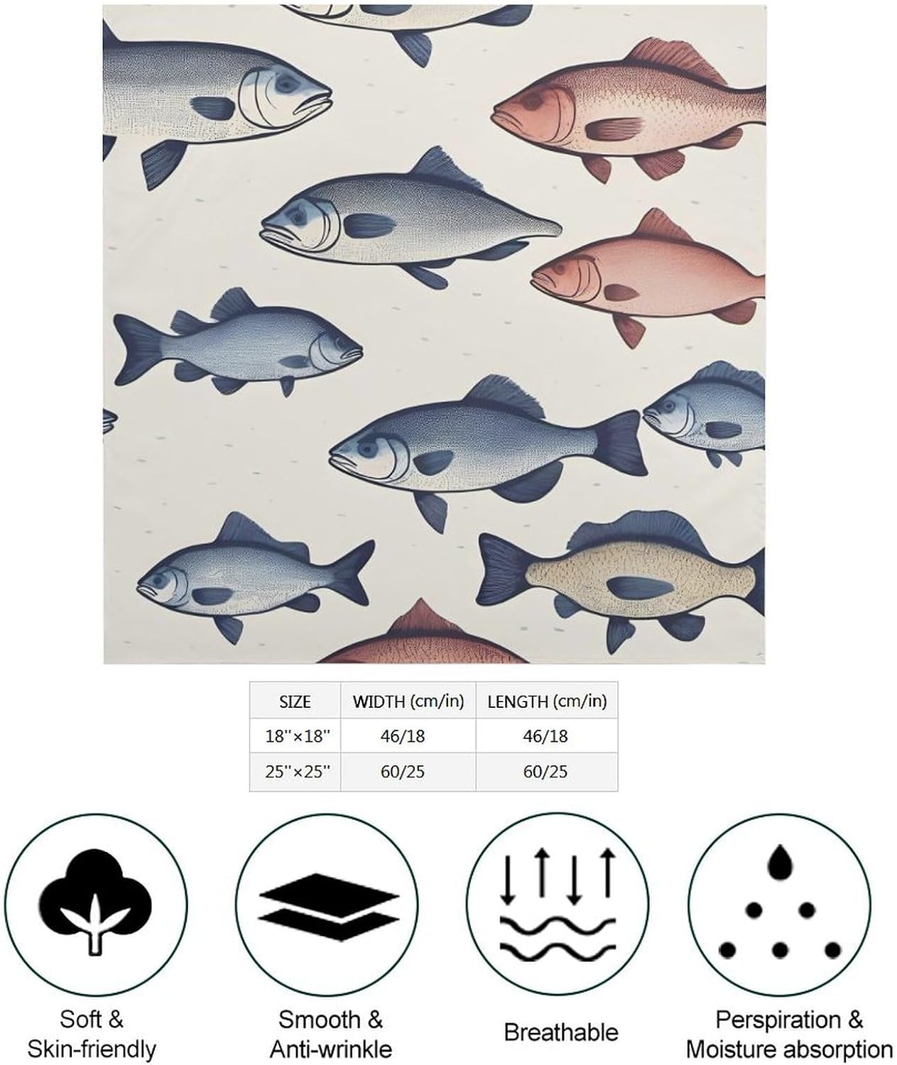 Colorful Fish Square Scarf for Women, Silk Like Head Scarf Fashion Accessory, Elegant Lightweight Neckerchief image 2