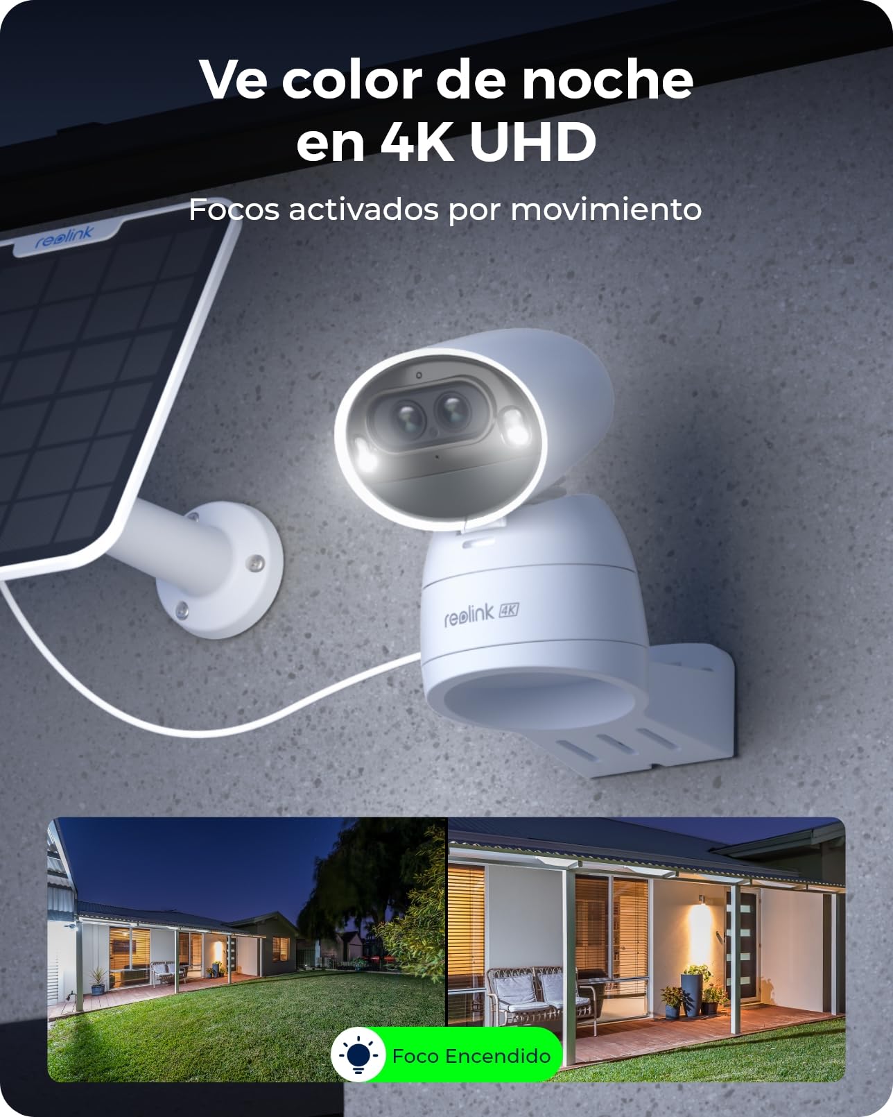 Reolink 4K Camara Exterior WiFi Solar, PTZ & 6×Zoom, Seguimiento Automático | Doble Lente, Zoom Óptico, 355° Pan y 50° Tilt, Detección de IA, Visión Nocturna a Color, Argus Track con Panel Solar de 6 W