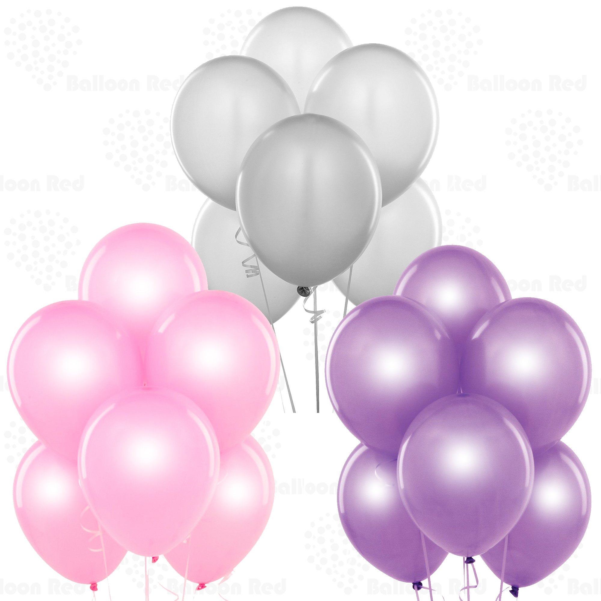 AFTERLOON Biodegradable Balloons Pearlized Pink/Silver/Lavender 12 Inch 24 Pack, Pearlescent Thickened Extra Strong Latex Helium Float, Colorful Bulk Color ballon Globos Para Decoration De Kids