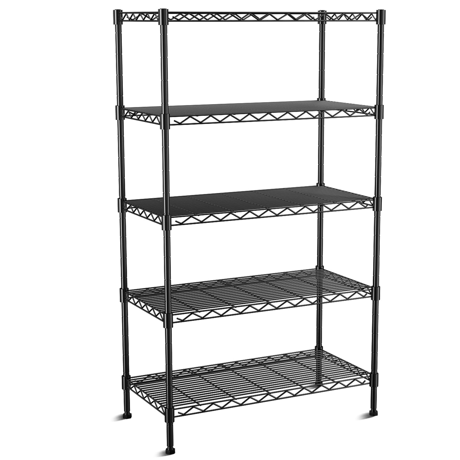 Scaffalatura a 5 ripiani in filo resistente, 89 cm x 45 cm x 180 cm (larghezza x altezza x altezza), mensole su ruote bloccabili, ripiani in metallo regolabili in altezza, per bagno, cucina