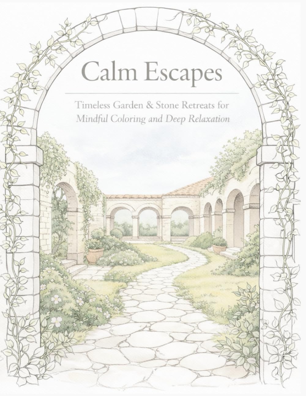 CALM ESCAPES: Timeless Garden & Stone Retreats for Mindful Coloring and Deep Relaxation