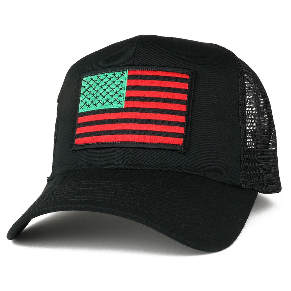 AC RacingAC Racing USA American Flag Patch Snapback Trucker Mesh Cap - Black