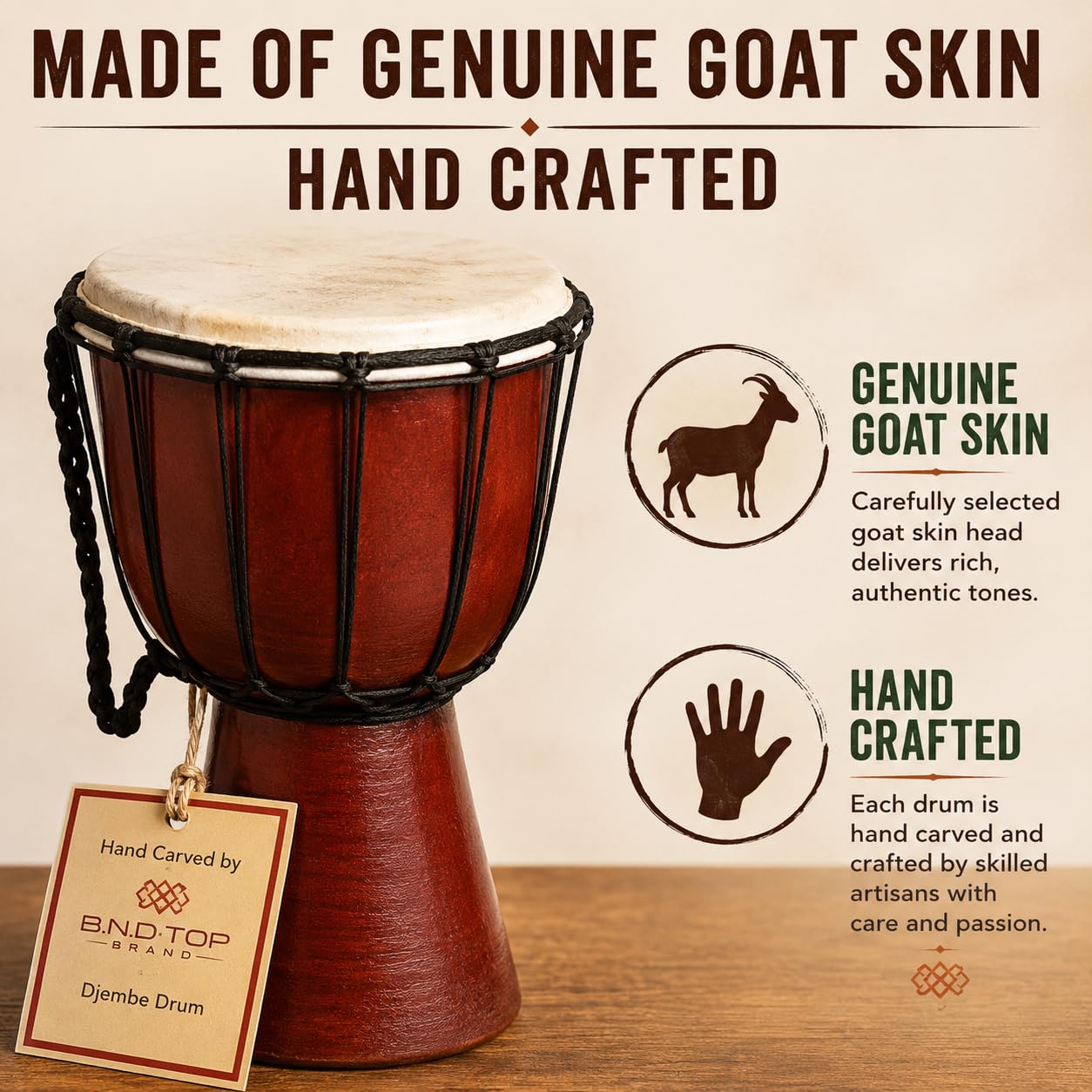 Amazon | Drums Mini Djembe Drum Djembe jembe is a Rope- ヤギの皮で
