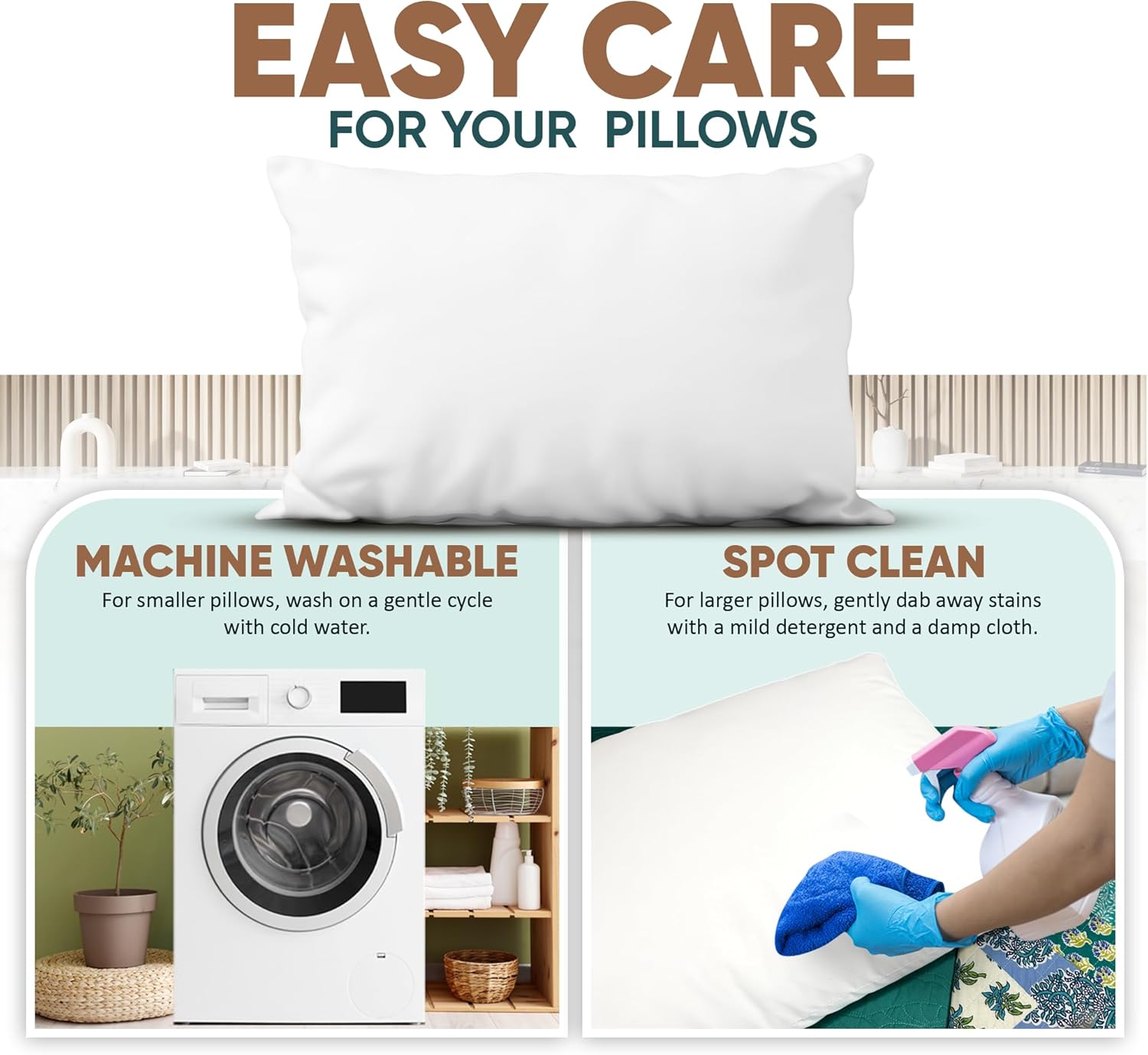 Pillowflex Synthetic Down Sleeping Pillows - Standard Size - Medium Firmness for Back, Side & Stomach Sleepers - Ideal for Standard Size Bed, Twin, & Full Size Beds - Comfortable Pillow for Sleeping