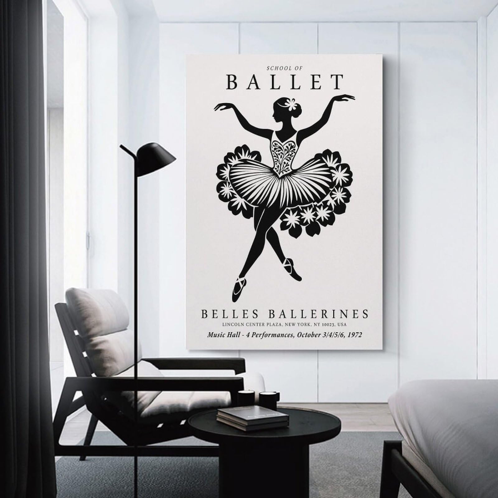 Junmoney School of Ballet Canvas Wall Art, 24x36inch(60x90cm), for Bedroom, Guest Room Or Reading Nook, Decorative Wall Art for Cosy Rooms