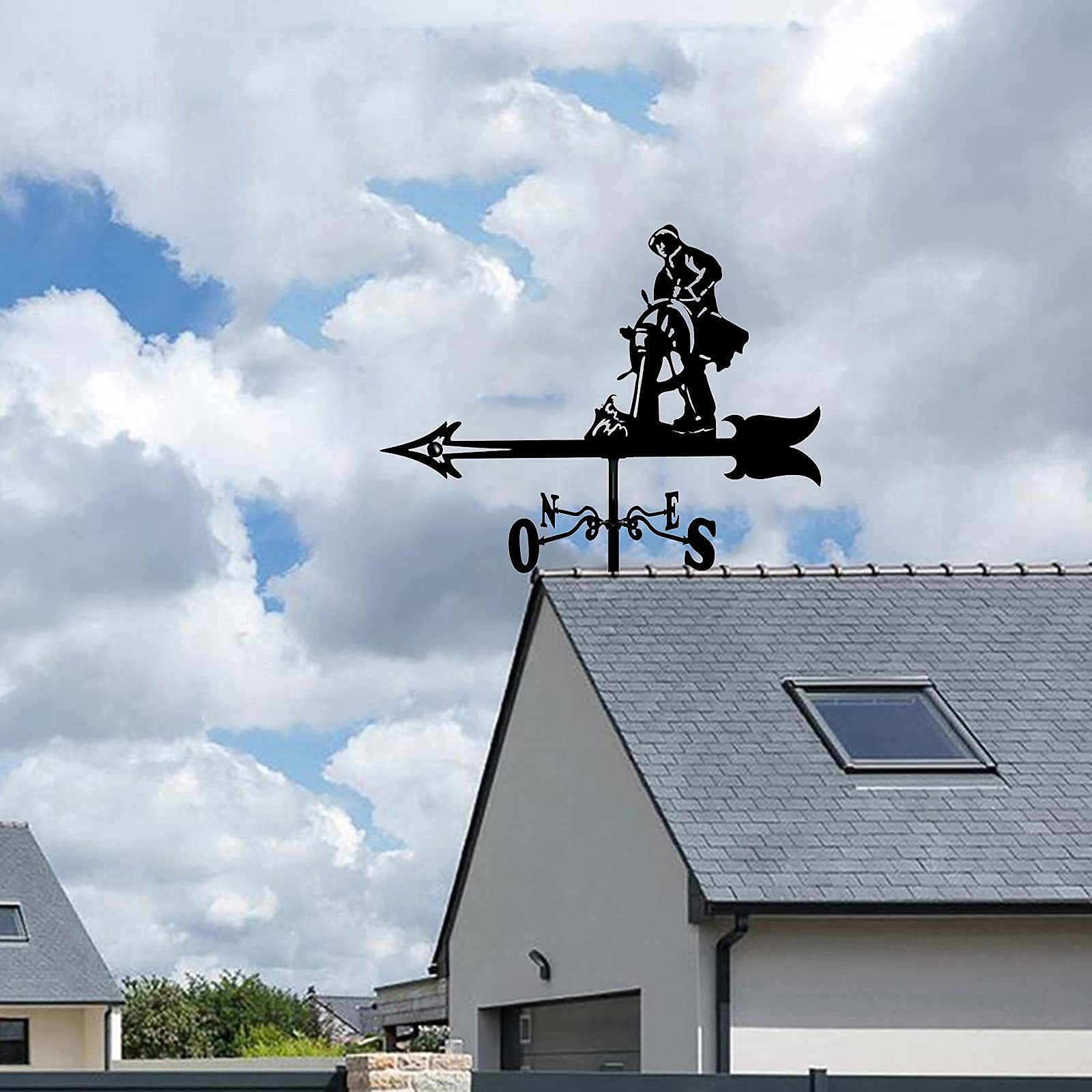 Girouette en métal avec outil de mesure pour décoration de jardin, ferme, cour, tonnelle, indicateur de direction du vent