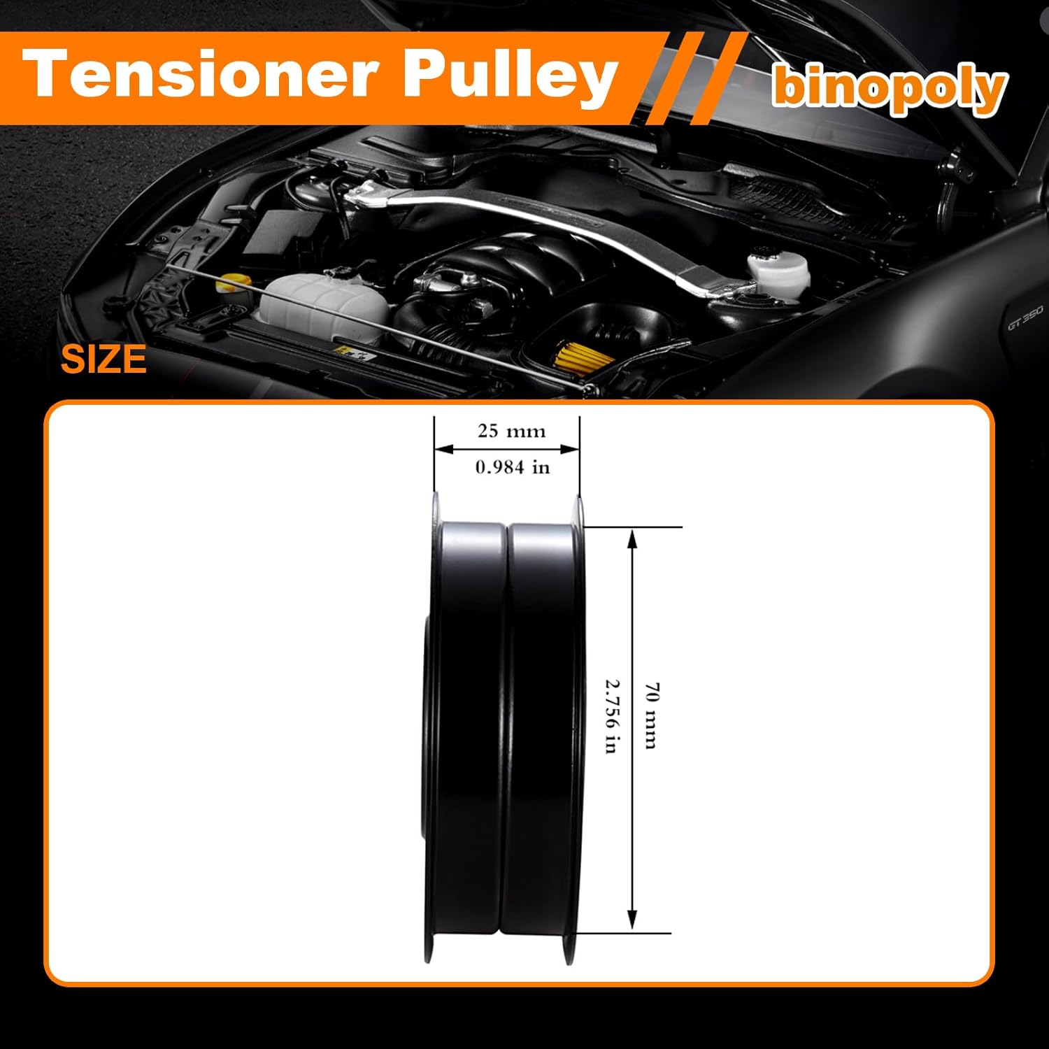 binopoly 36372 Belt Tensioner/Idler Pulley for 2006-2015 Dodge/Freightliner Sprinter Mercedes-Benz C/CL/CLK/CLS/E/S/SL/SLK/G/GL/GLK/ML/R #4862625AA 68020889AA 2722020619 89514 89809 419-698