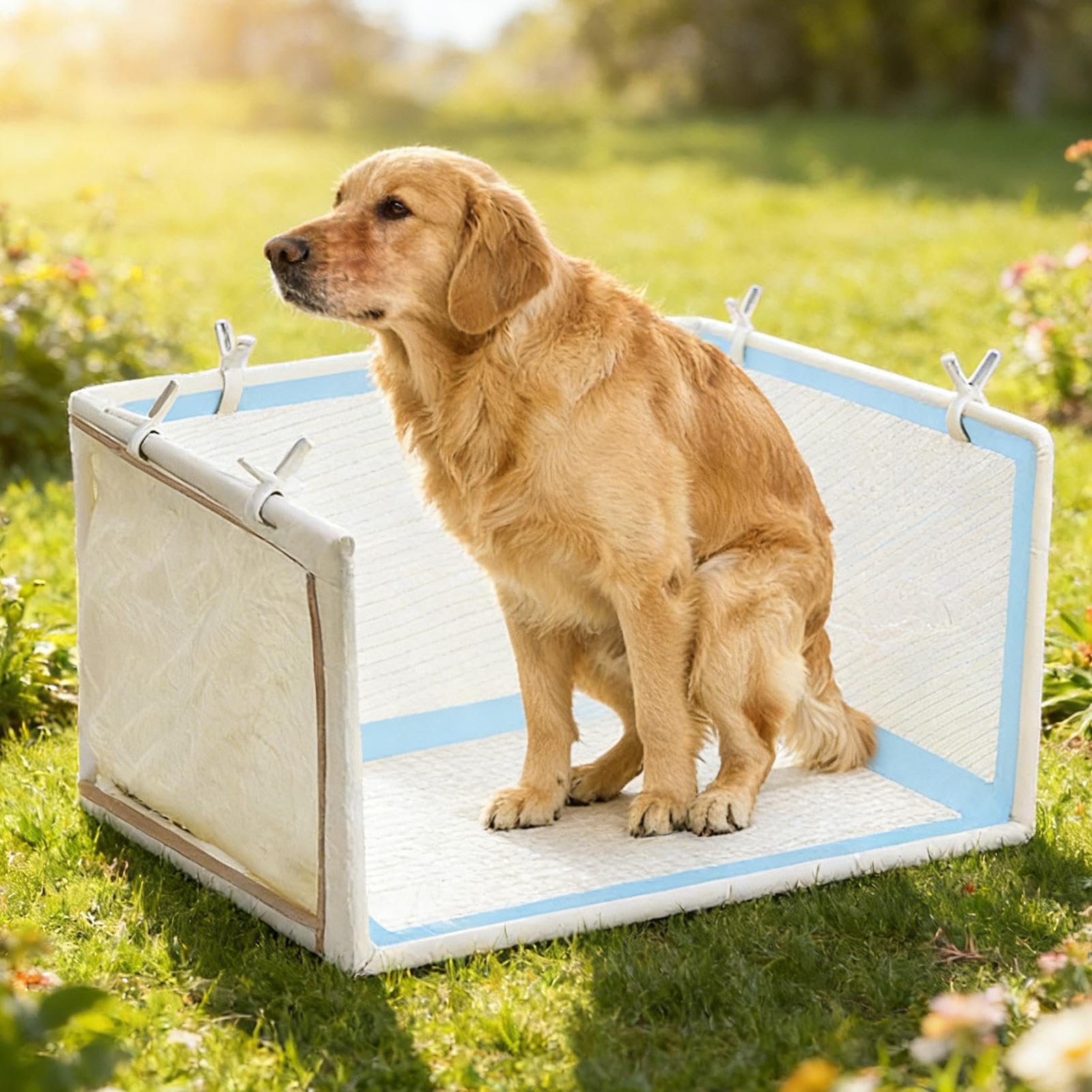 Tablett für Hunde – Halterung für saugfähige Hundetücher, wasserdichte Toilette für Haustiere mit hohen Kanten | Faltbarer Innenraum mit 6 Clips | Training