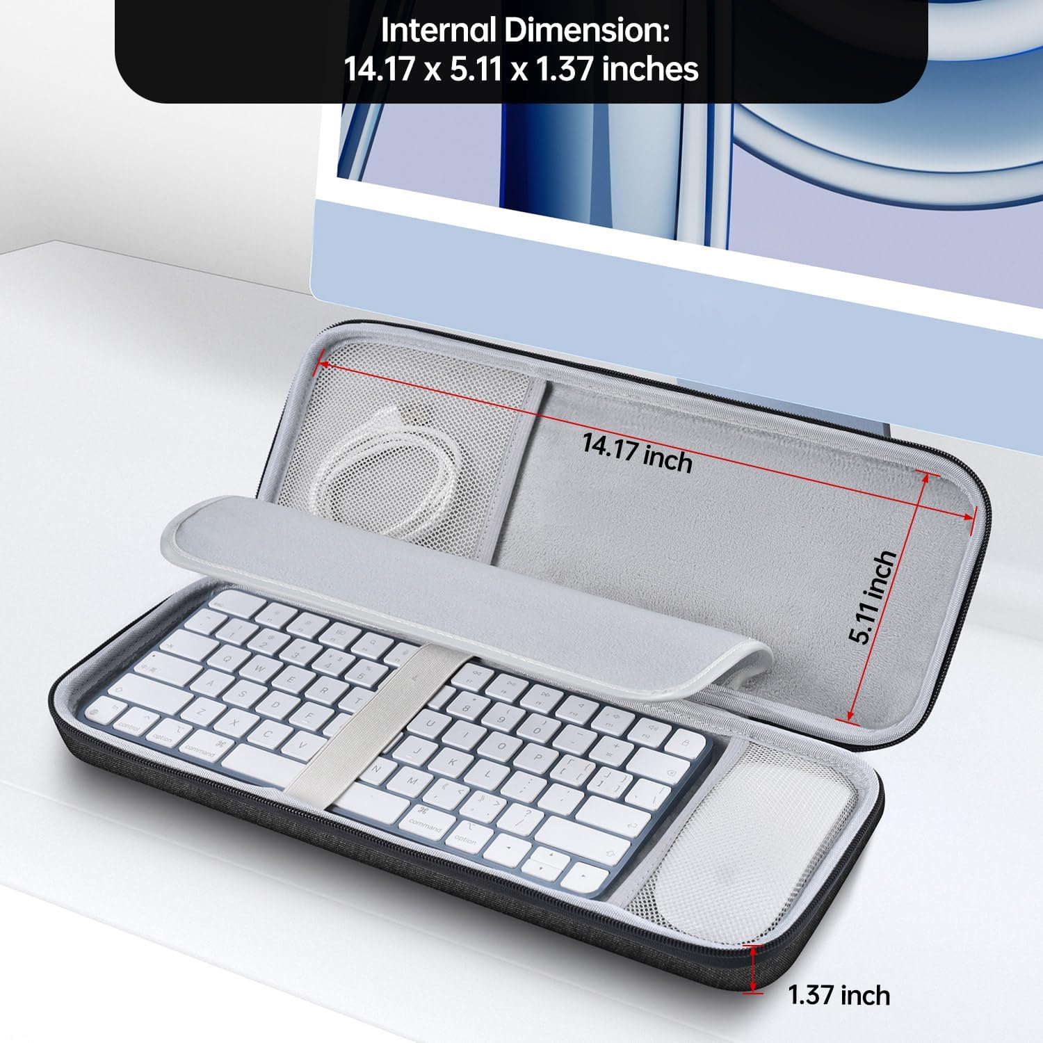 Magic Keyboard Sleeve Case Cover, Hard Storage Case Bag Compatible with Apple iMac 24 inch M4 M3 Magic Keyboard w/Out Touch ID A2449 A2450 A1644 & Magic Mouse Combo - Image 2