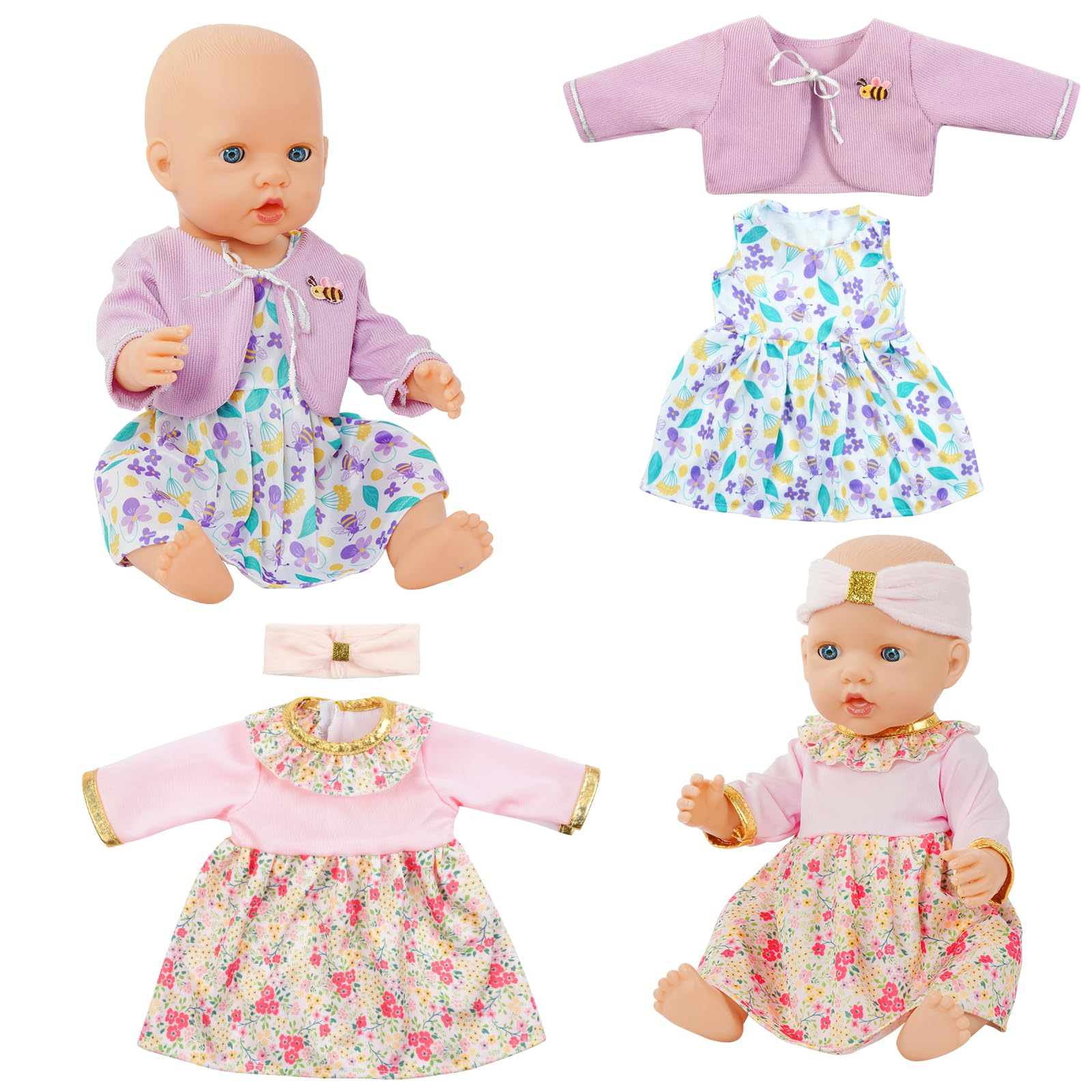 Aolso Ropa para Muñecas Bebé，4pcs Ropa para Muñecos Bebé，Conjunto de Ropa de Muñeca,Juego de Disfraz de Muñeca para Niños y Niñas,Accesorios para Muñeca(no muñecas)