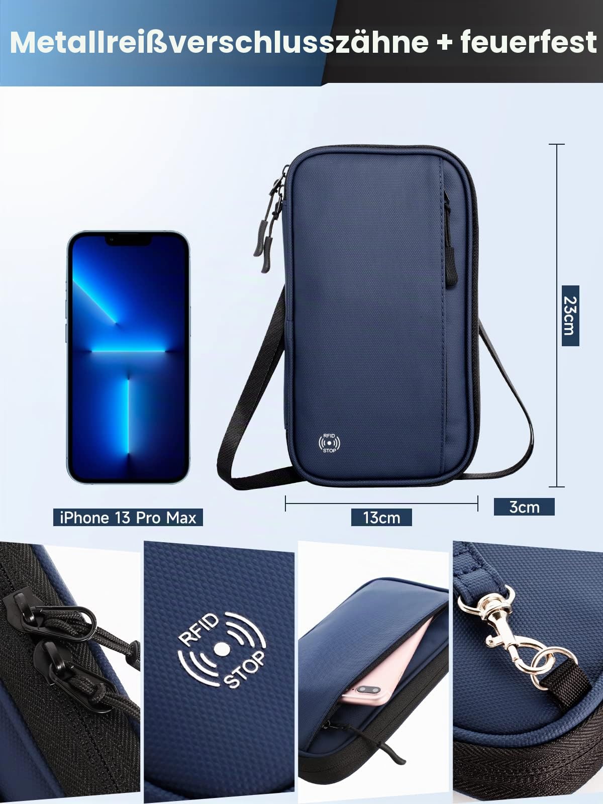 Reisepass Tasche Familie Reiseorganizer mit RFID Blocker,Faltbare Reisepasshülle Ausweistasche für Damen Herren,Schutzhülle für Flugtickets,Kreditkarten/Ausweis,Tragbare Dokumententasche (Blau)